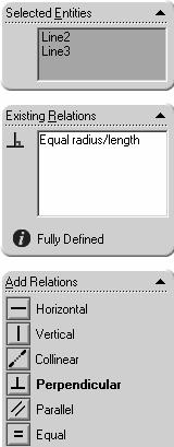 Engineering Design with SolidWorks 20) Add an equal relation. Click the top horizontal line.