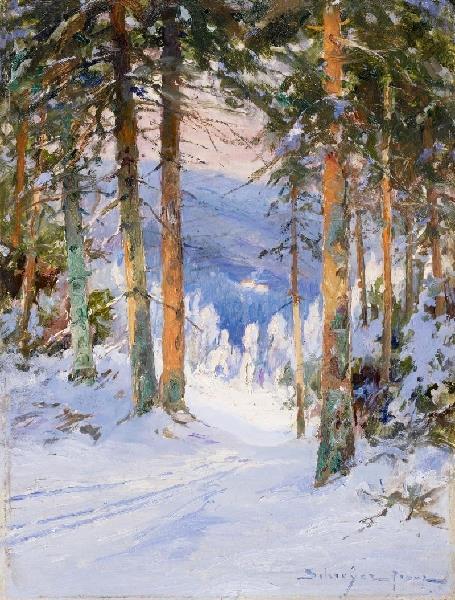 Franz Schreyer, (1858 1938), did the winter landscape above. In order to create a picture similar to the one above you need to do the background first.