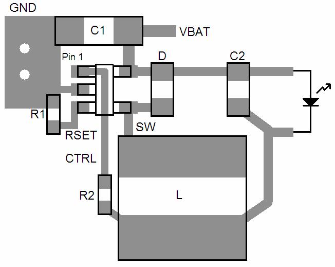 Board Layout In order to minimize EMI and switching noise, the Schottky diode, the inductor and the output capacitor C2 should all be located close to the driver IC.