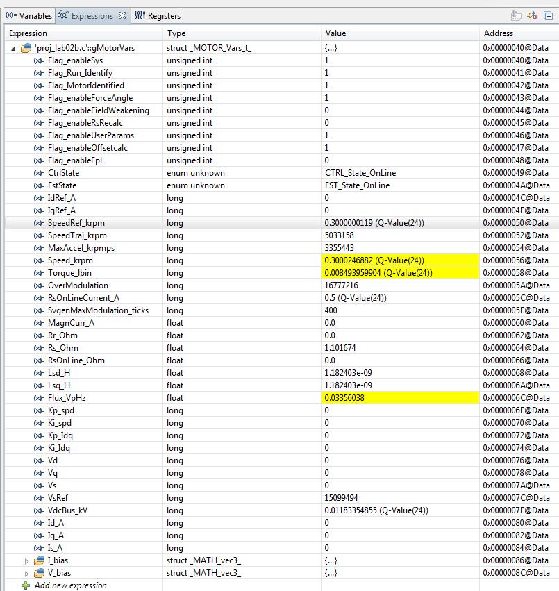 Figure 11 Exressions window in CCS debug view