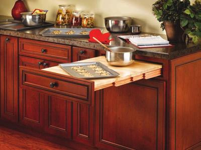 Premium Retrofit Sliding Cabinet Shelf Systems Pullout Wood Tambour Table Adds 31-3/4" of counter space to the
