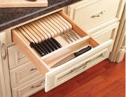 Premium Retrofit Sliding Cabinet Shelf Systems Wood Knife Block With Dividers Two-Tiered Cutlery Drawer This