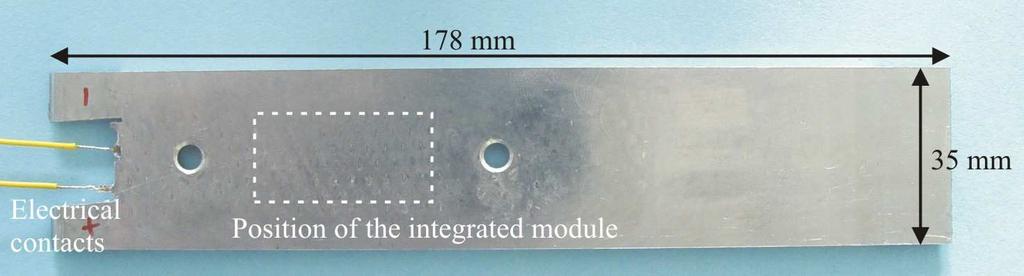 Advances in Science and Technology Vol. 56 173 Fig. 5: Cast part (thickness: 3.5 mm) with integrated sensor/actuator-module. The module is integrated in the indicated area.