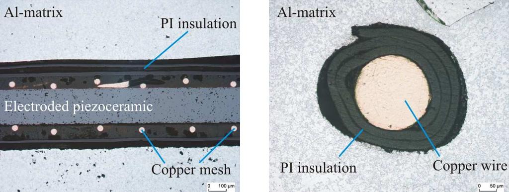 The right image shows the contacts and the flexible coppermesh with spillings of melted solder.