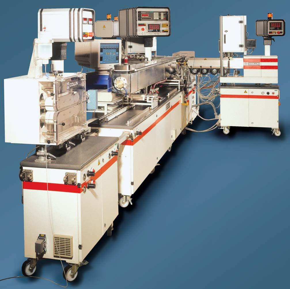 3-layer Coextrusion Line The line shown below consists of the following components: 3 extruders 3 gravimetric feeding units 3-layer die (see cover photo)