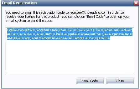 When you click OK, a form will pop up with the registration code you need to email us.
