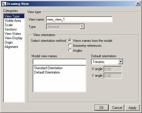 Drawing Layout To position the first view of your model choose INSERT > DRAWING VIEW > GENERAL (if by mistake you left the model name as none in the original dialog box you will be asked to enter the