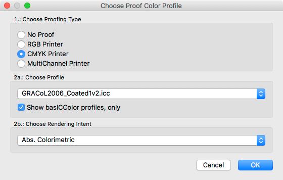 4.4.7. Output Color Profile By clicking the button you open the Output Profile selector. By default no output profile is selected. 1.