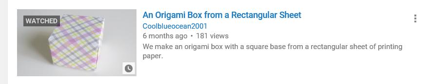 Keyword search on youtube An Origami Box