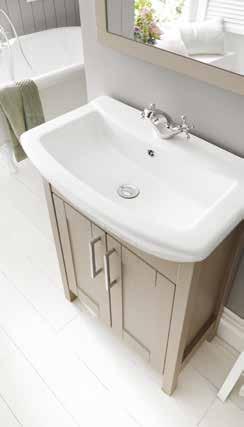 Shaker style doors Contemporary ceramic basin Soft close on all doors Matching carcass interior Vinyl wrapped doors, colour
