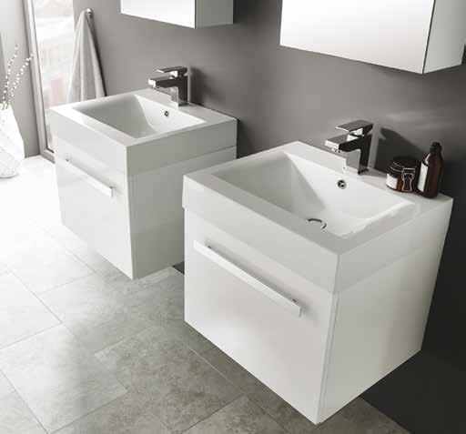 The 550mm basin unit shown is an ideal size for most bathrooms, providing a contemporary alternative to a