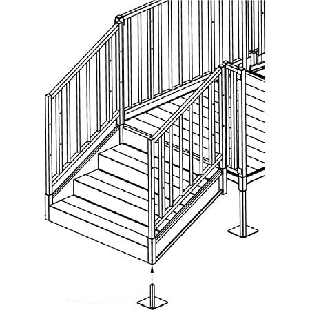 3.4 If using the leveling foot see warning at start of instructions. 3.4.1 Install the leveling foot into the bottom of the step guard post with the foot positioned so that it extends under the riser and sits on the ground (FIG.