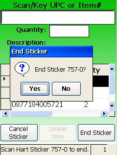 Scanning Basics End a Sticker: After you have scanned all of the merchandise for a particular sticker, you must END the sticker - the Scanner will save all of the data and automatically transmit to