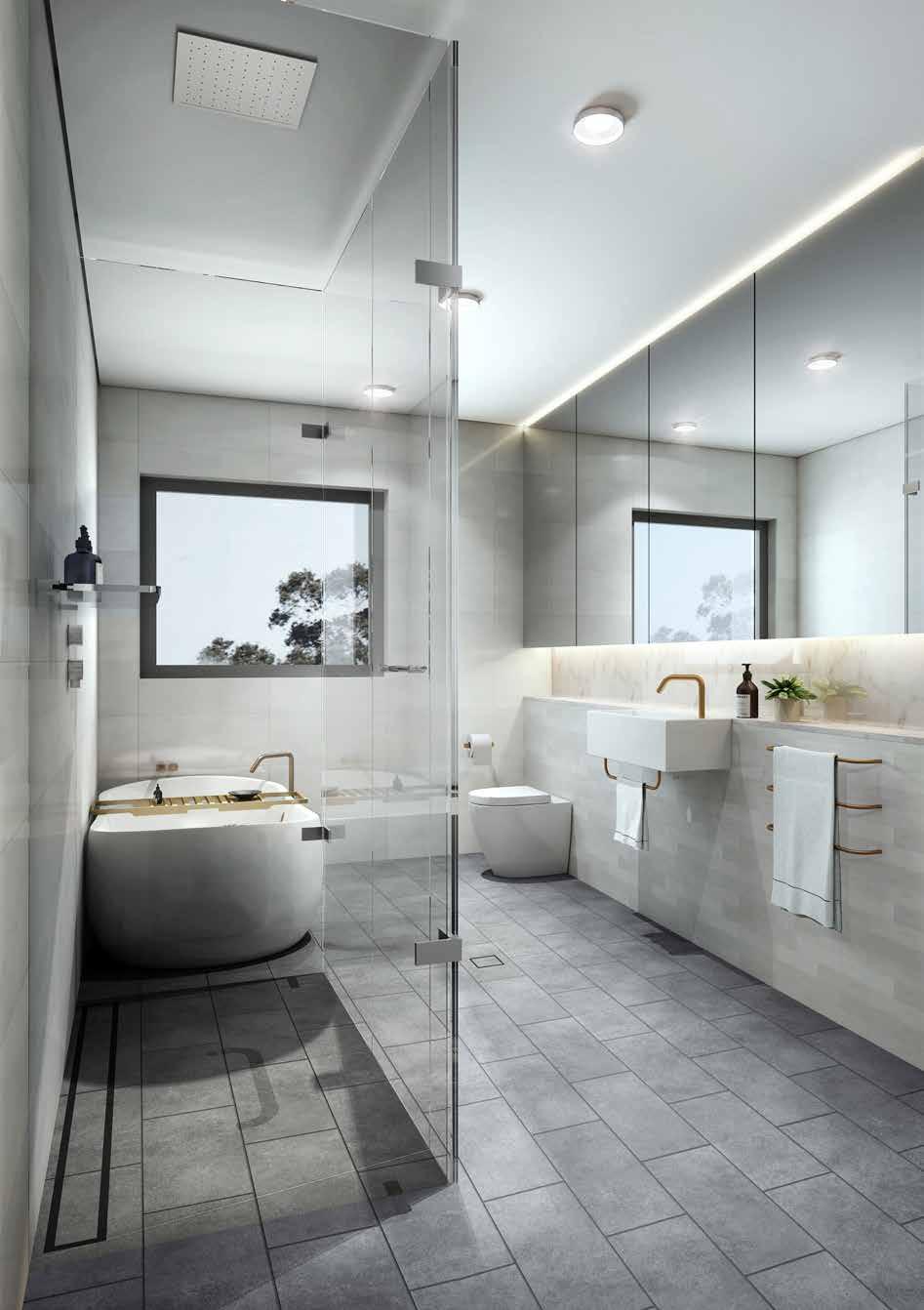ARTIST S IMPRESSION BATHROOMS FEATURE FLOATING BASINS, MIRRORED