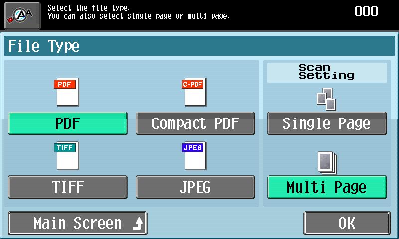 3 Using fax/scanning functions 3 Select the file format and the page setting.