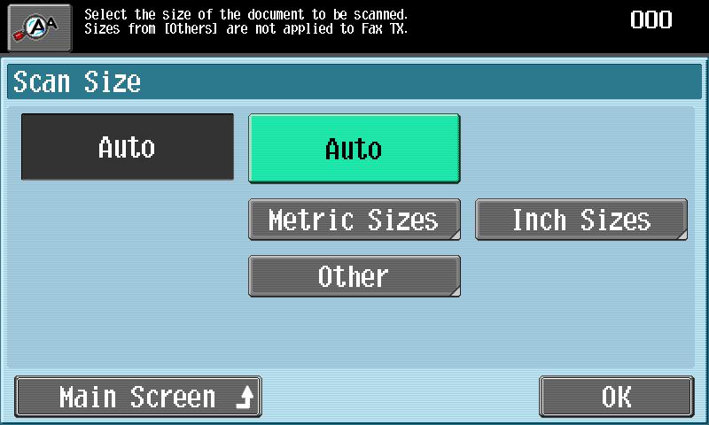 3 Using fax/scanning functions Touch [Scan Size]. Using fax/scanning functions Chapter 3 3 To return to the Address Book screen, touch [Main Screen].