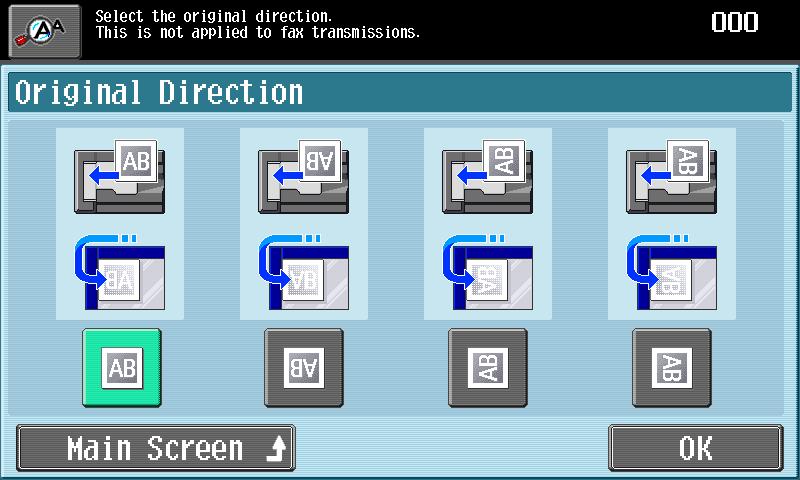 Direction] displays the Original Direction screen.