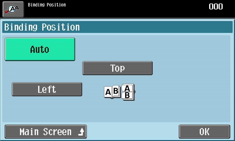 Using fax/scanning functions 3 Touching [Binding Position] displays the Binding Position screen.