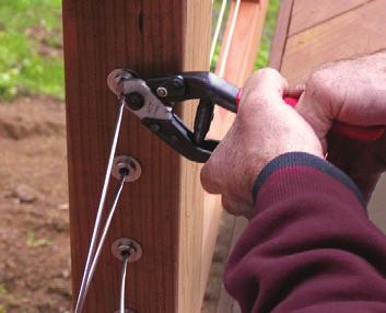 Figure 13. Use locking pliers and a fulcrum made from a scrap block to tension the cables initially. Figure 14.