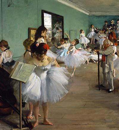 The Dance Class (1874) (Oil canvas, 33 x 30 in) Metropolitan Museum of Art, New York Degas completed The Dance Class in 1874. This painting is one of several versions of the same subject.