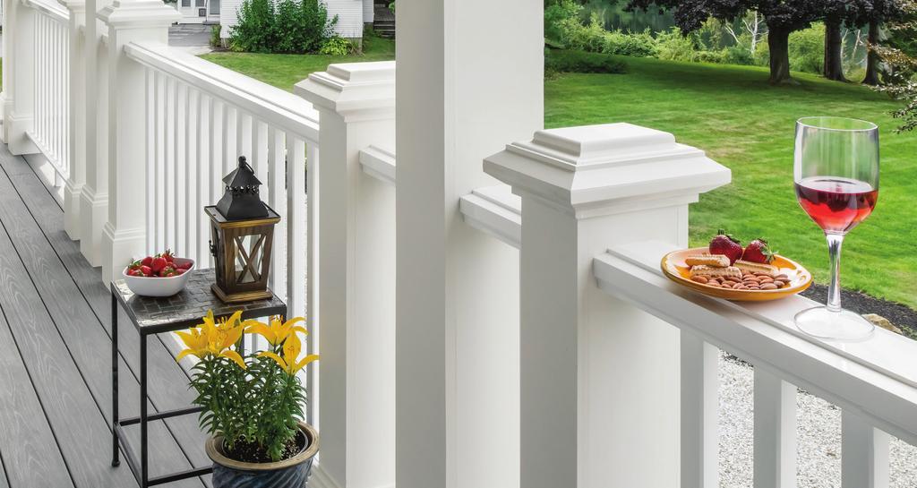 RESERVE RAIL White with AZEK Trim and Moulding* CLASSIC Reserve Rail Reserve Rail features a generous, extra-wide top rail and couples well with our AZEK Trim for the look of a custom milled railing