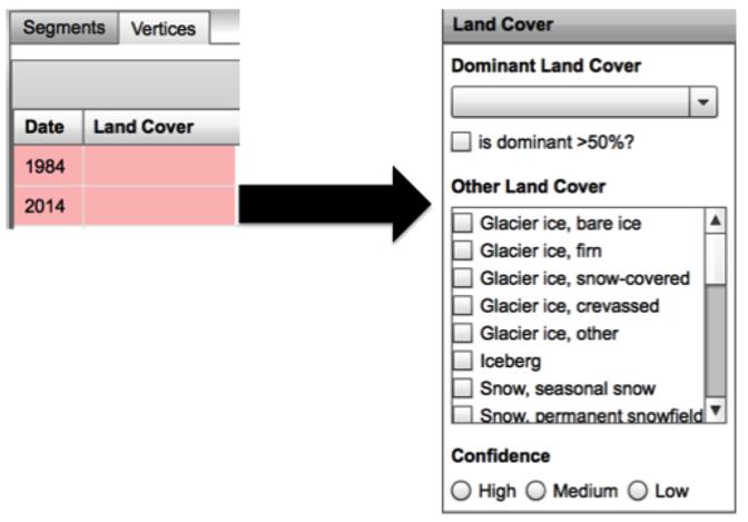 TASK 3: LABEL THE VERTICES LAND COVER. Your next task is to identify the land cover type that dominates the pixel in each vertex image you selected and enter into the data entry fields.
