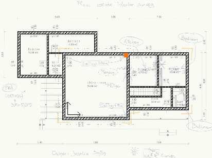 24 Learning Interior PARTITION WALLS After creating outer walls we are going to draw the inner walls of the building. All of the desired modifications are inside the area marked with orange signs.