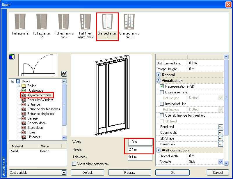 Building 29 To place the door click with left mouse button on the Door command of the Building group in the Toolbox.