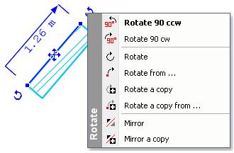 ) Click on the Move or Rotate marker, then the marker menu appears and you can move, rotate and mirror the selected element.