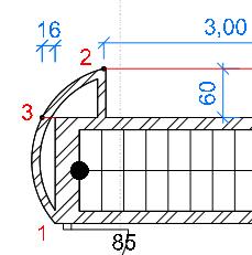 54 Learning Interior Step by step (curved wall) Click on the Wall tool in the Building group of the Toolbox with right mouse button and set the width of the wall to 0.1m.