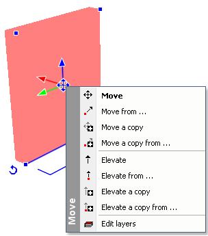 After selecting an element on the drawing, Move and Rotate markers appear. (If the selected element is too small, zoom in the drawing with the roller of the mouse until the markers appear.