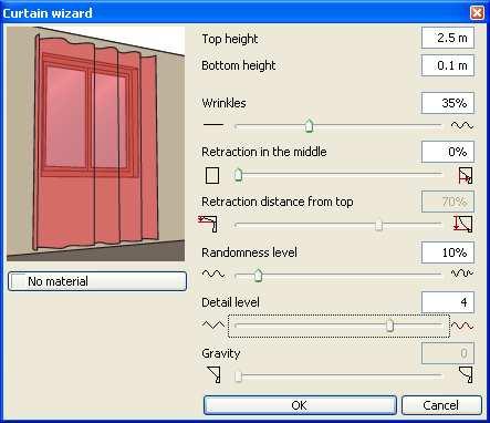 82 Learning Interior Step by step Pan and zoom your floor plan in order to see the corner window in the living room. Click on the Curtain command in the Furnishing group of the Toolbox.