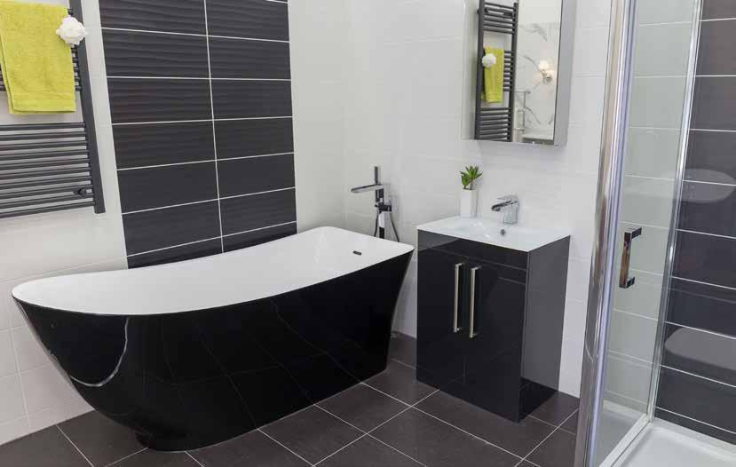 Pictured: Atom Anthracite with Anthracite Hexagonal Decor ATOM If you re looking for a modern bathroom that will stand the test of time these Atom tiles are ideal.