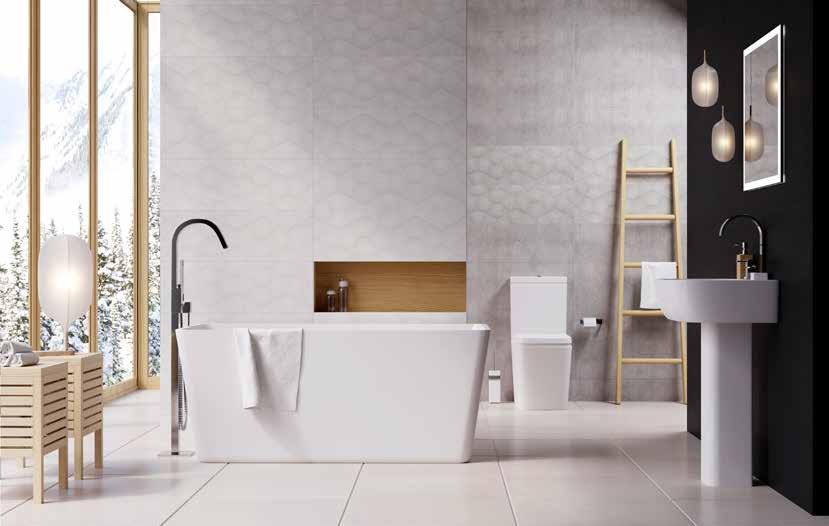 Fewer grout lines make rooms feel larger FIRMO Concrete is definitely one of the hottest design trends of the year and the Firmo tile gives you the look of board formed concrete a process that
