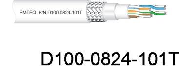 D100-0824-101T* - ETHERNET CAT 5E 1 MHz 0.74 Center conductor SPC 10 MHz 2.34 Dielectric material FEP 100 MHz 7.89 Shield #1 Aluminum polyimide foil MECHANICAL PROPERTIES Shield #2 SPC Weight (lbs.