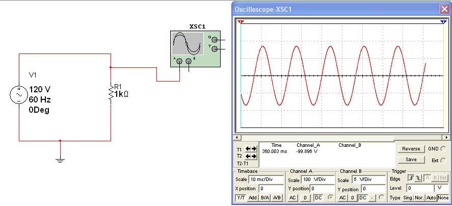 If this is not on the menu, select view toolbars instruments To get the oscilloscope display, double click the symbol.