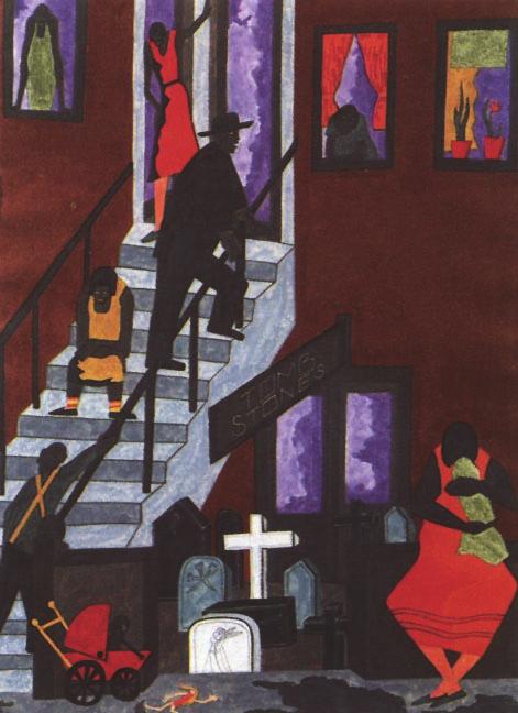 1 Jacob Lawrence, Tombstones, 1942, gouache on paper