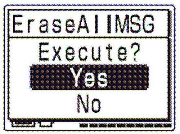 4 ApăsaŃi / pentru a selecta Execute şi apoi Se va afişa fereastra de confirmare. 5 ApăsaŃi / pentru a selecta Yes şi apoi Toate mesajele înregistrate dintr-un fişier sunt şterse.