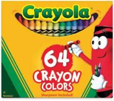 55 Large-Size Crayola Sets Crayons measure 4"L x 7/16"Dia. 8-Color Set Includes Red, Orange, Yellow, Blue, Green, Violet, Brown, and Black. D20104-1089 $2.28 $1.