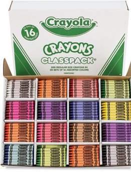 70 B Crayola Metallic FX Crayons Ideal for black or colored paper, these 16 colors make artwork shimmer with bright, vivid metallic colors. They work well on a variety of paper types. D20135-0169 $2.