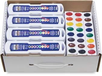 52 Prang Washable Watercolor Sets Designed for early childhood learning and younger students, these semi-moist watercolors in a washable formula are easy to clean from skin and clothing.
