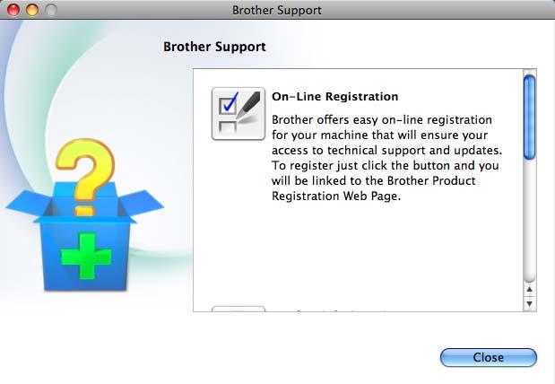 Va apărea următorul ecran: Accesarea serviciului de asistenţă Brother (Macintosh) 1 Pe discul CD-ROM găsiţi toate informaţiile de contact necesare, precum cele cele referitoare la serviciul de