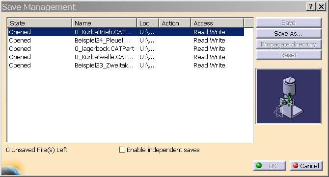 Figure 156: The Save Management window Send To: To transfer data to another directory or to other data media, the feature File / Send To can be used.