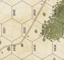 Terrain Effects on ZOCs: A Cavalry unit s ZOC does not extend into a woods hex; ZOCs do not extend into towns, fortified farms, major buildings or across woods hex sides between two woods hexes, no