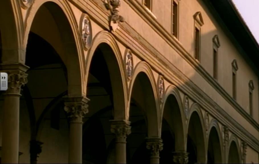 Brunelleschi (video clip The Medicin 13:40-15:50, next 2 slides 16:00 22:20, 25:551-27:30, 45:52-52:46) 1419--Designed building with Roman style arches and columns that had not been