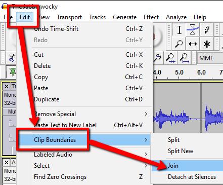 Then click Edit up near the top left of the window and click Clip Boundaries > Join PART VI: BASIC VOLUME EDITING Recorded Volume vs.