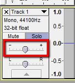 Adjusting the Volume for the Entire Track To adjust the volume of an entire track use the slider in the panel at the beginning of your track.