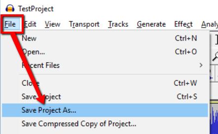 PART II: SETTING UP TO RECORD Saving: Project File vs. Music File The first thing to do when you open Audacity is to save a New Project.