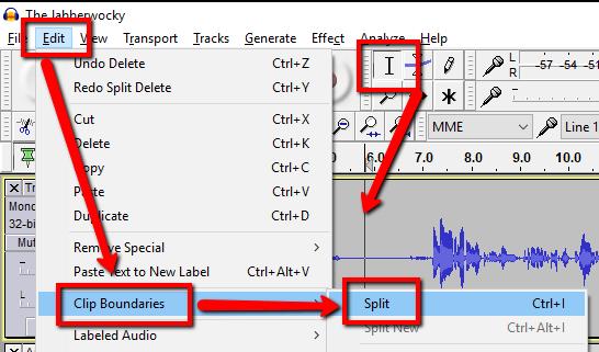 However, if you want to leave a gap where you deleted a segment of audio, instead of hitting the delete key on your keyboard, click Edit and choose Remove Special > Split Delete.