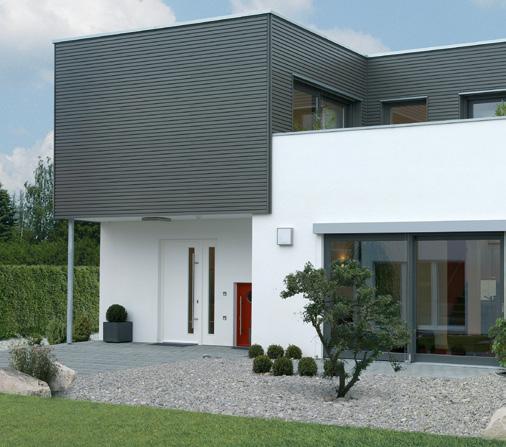 Modern architecture in urban style with rhombus profile cladding, finished with Country Colour 2716 Anthracite Grey (Photo: Hanse Haus) URBAN STYLE MODERN WOODEN ARCHITECTURE Wood dominates modern